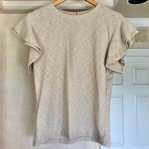 ANTHROPOLGIE Cream Top with Ruffle Sleeves